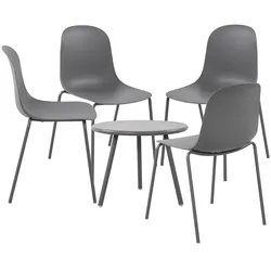CLP 4er Sitzgruppe Mindin I Garten-Set 4x Stuhl stapelbar und 1x Tisch I Outdoor-Set wetterfest und UV-beständig I Gartenmöbel