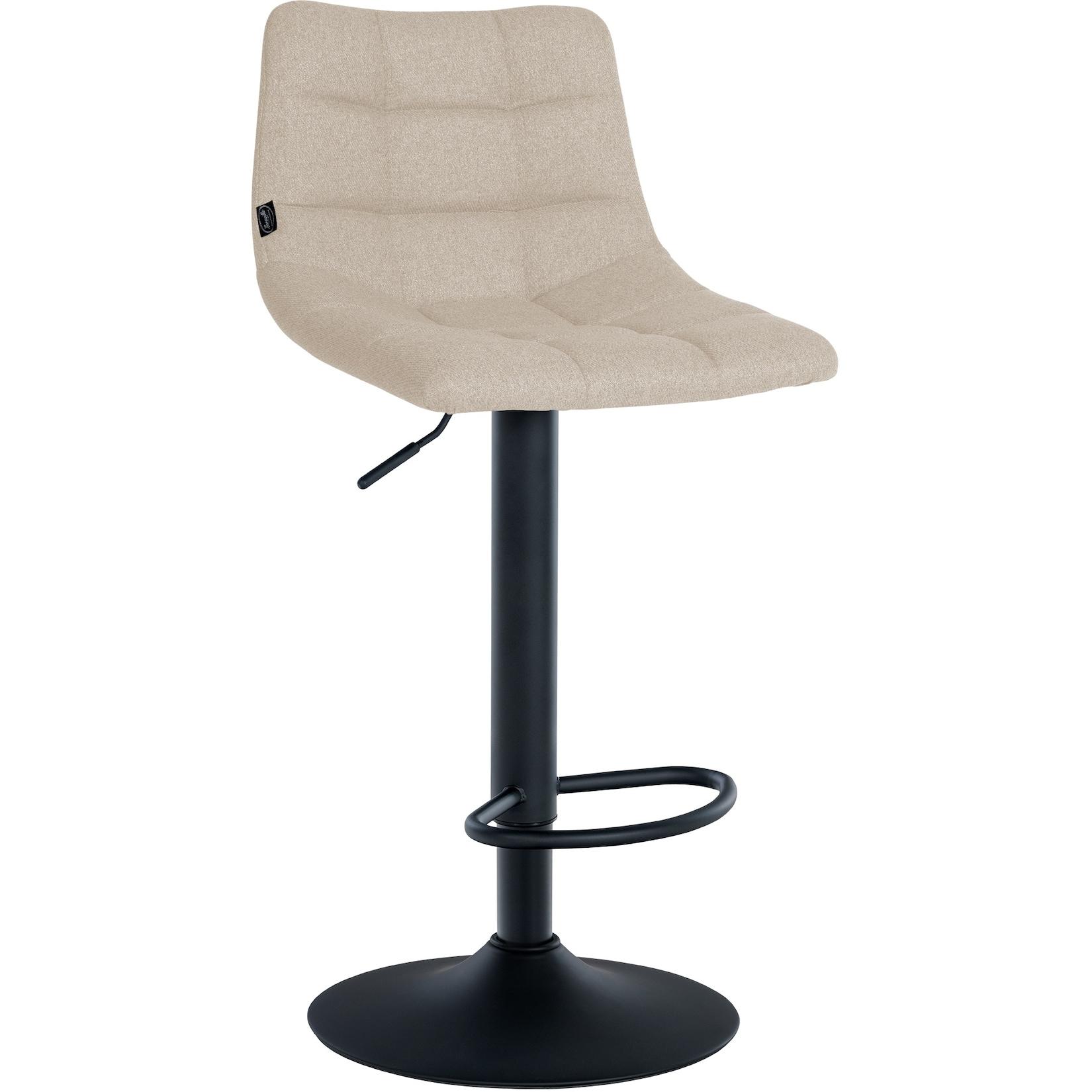 CLP Barhocker Jerry Stoff schwarz - Farbe: creme, Gestellfarbe: schwarz