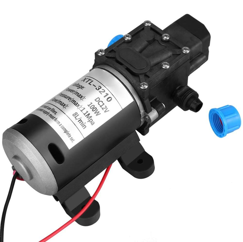 Dripio Zelfaanzuigende membraanpomp, 12V, 100W, 8 liter per minuut, 160 psi