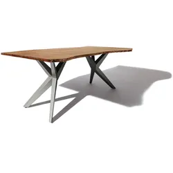 Baumtisch Akazie 160x90x76 natur lackiert Beine anthrazit glänzend FREEFORM 4 #21