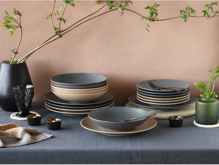 Tellerset Catania Mix 18-teilig Multicolor/Beige/Blau