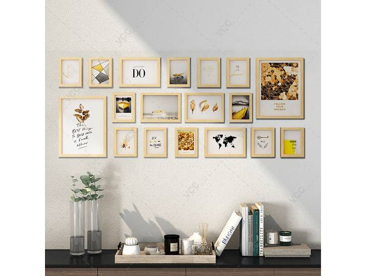 18 pièces cadres Photo en bois naturel pour tenture murale classique mur Art cadre Photo pour salon décoration cadeaux décor à la maison