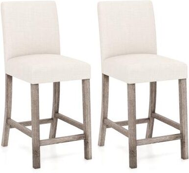 Costway Counter Height Bar Stools Set of 2 with Back and Footrest-Beige
