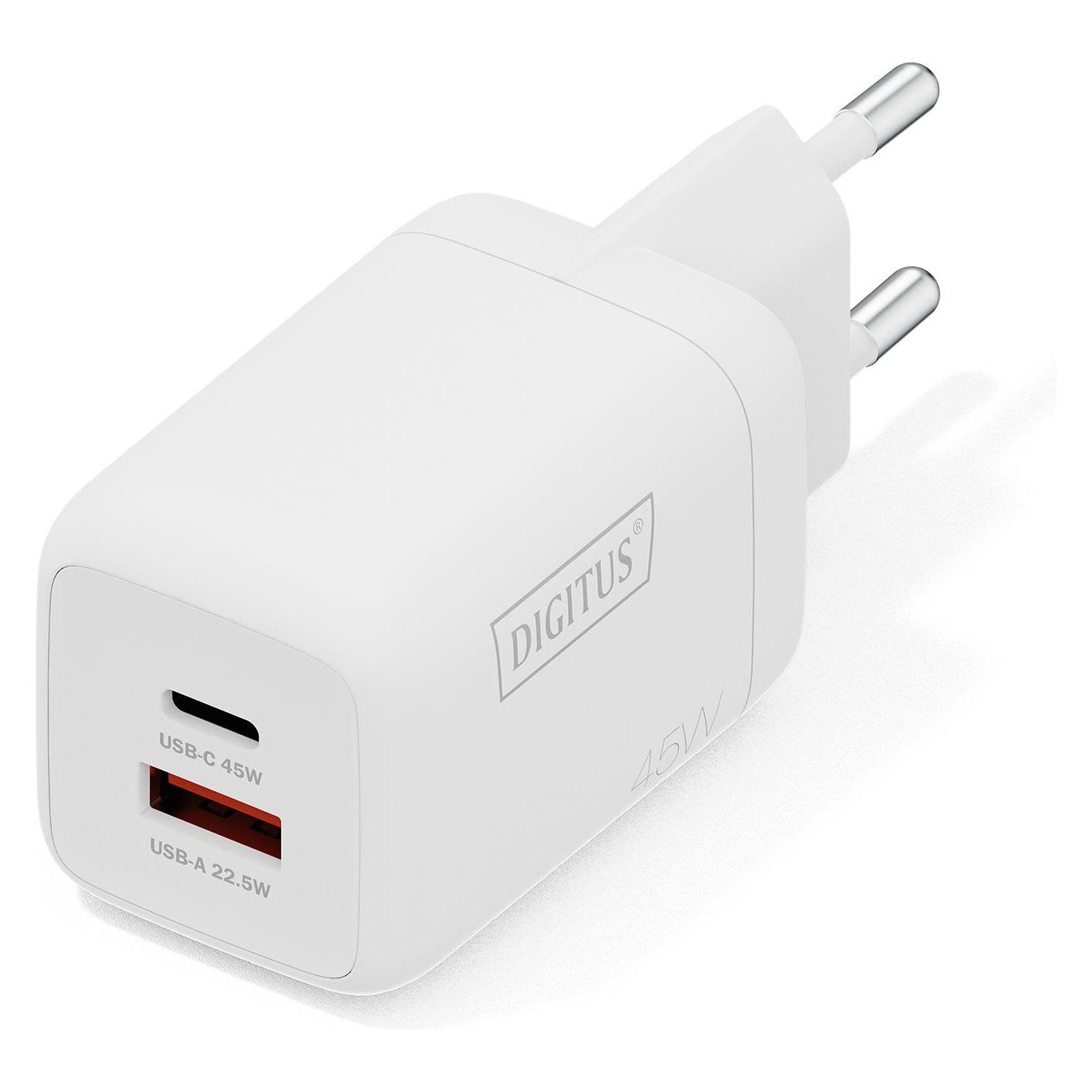 Digitus USB GaN Charger 45W, 1x USB-C, 1x USB-A (45 W, 2 Ports) (DA-10302)