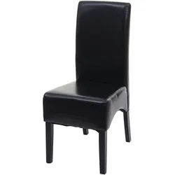 Esszimmerstuhl Crotone, Küchenstuhl Stuhl, Leder ~ schwarz, dunkle Beine