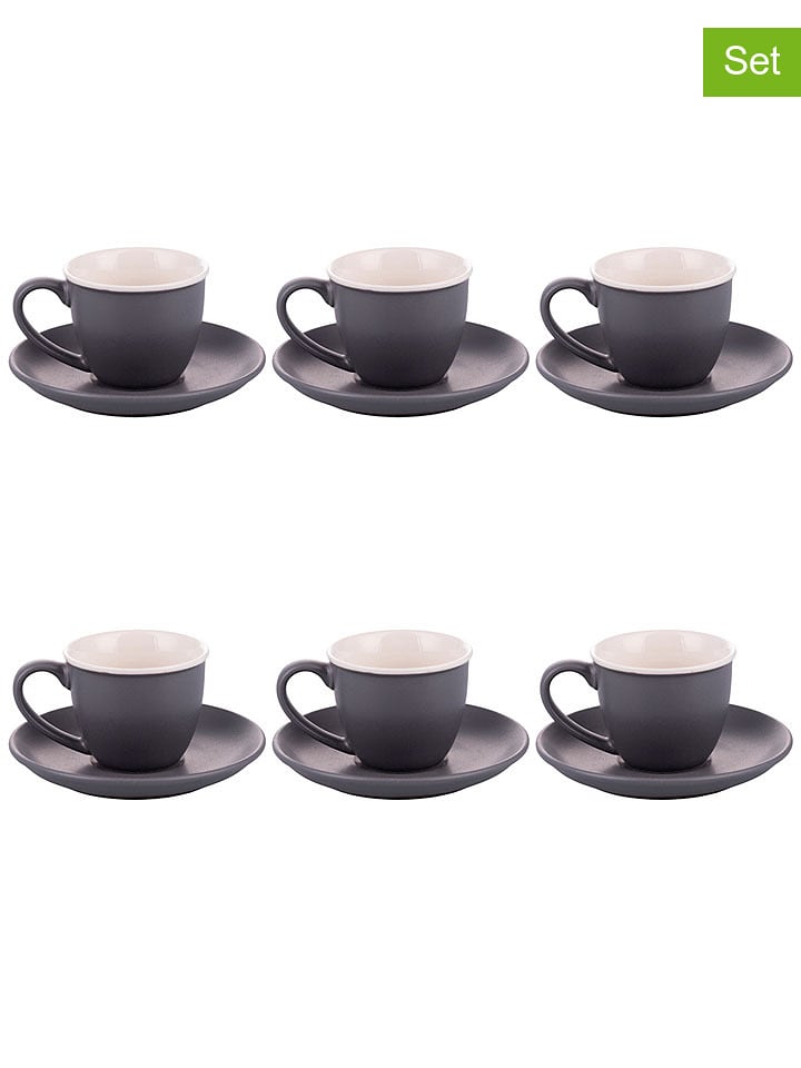Villa d´Este 6er-Set: Kaffeetassen "Forma" in Grau - 100 ml - onesize