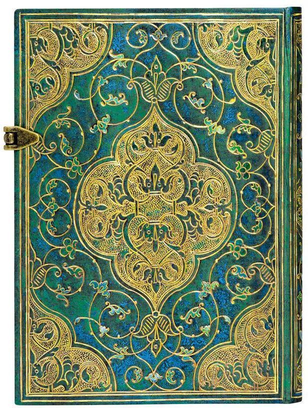 Notizheft "Paperblanks Notizbuch Chroniken Midi, Liniert, Türkis", grün (türkis), Notizbücher, Notizheft türkis Einheitsgröße