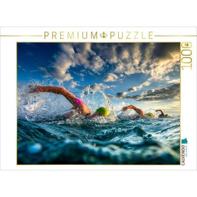 CALVENDO Puzzle Der Triathlon hat begonnen | 1000 Teile Lege-Größe 64x48cm Foto-Puzzle für glückliche Stunden
