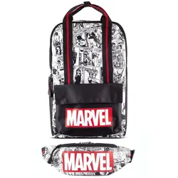 Marvel Rucksack - Comic (schwarz/weiß) + Gürteltasche