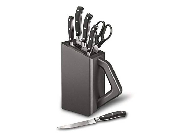 Victorinox Grand Maître Messerblock, gefüllt 6-teilig mit geschmiedeten Messer, Messer-Aufbewahrung, Eleganz, Schwarz