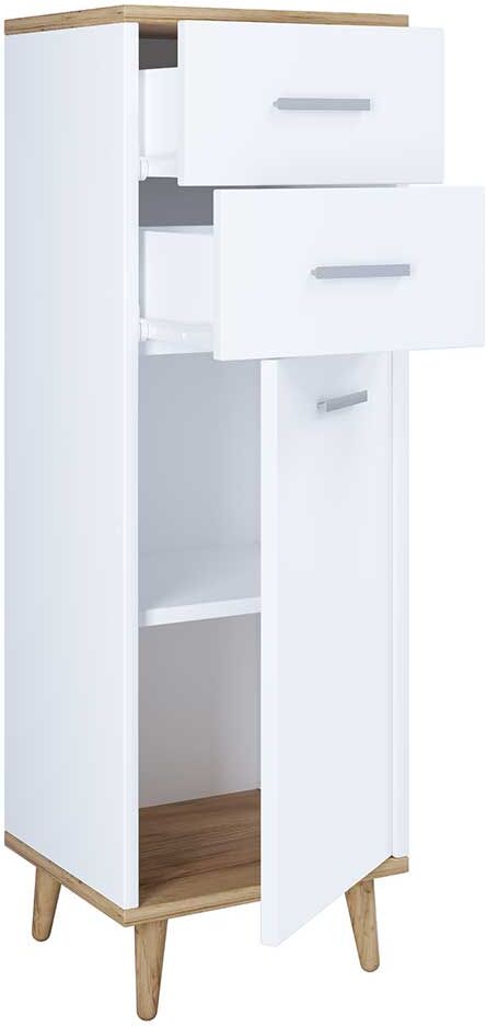 Pharao24.de Hochkommode in modernem Design zwei Schubladen und Tür