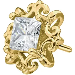 14 Karat Gold Schraubaufsatz mit Außengewinde MOISSANIT-QUADRAT + ORNAMENTE