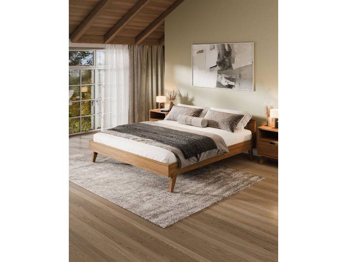 Naturwohnen Massivholzbett 180x200cm Eiche natur geölt Serie Laura Design und Handwerk perfekt vereint mit bioola® nature veredelt