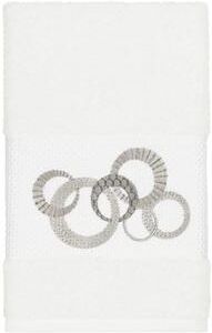 Authentic Hotel and Spa Turkish Cotton Circles Embroidered White Hand Towel