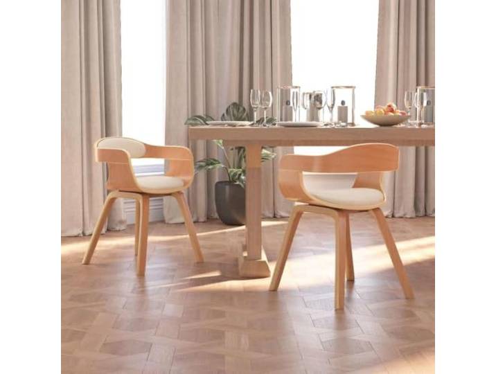KGHFDVB Esszimmerstühle 2 STK. Creme Bugholz Kunstleder Kunstlederbezug, Schaumstoffpolsterung, Bugholzgestell, 110 kg Belastbarkeit, Küche und Esszimmer