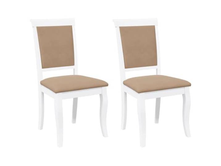 KLGBNCVE Esszimmerstühle mit Kissen 2 STK. Weiß Massivholz Gummibaum Stoßfest und langlebig, dichte Maserung, ergonomische Rückenlehne, Kissen inklusive, Esszimmer und Wohnzimmer