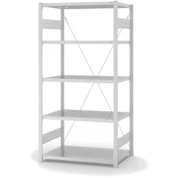 PROREGAL Lebensmittel-Fachbodenregal Stecksystem T-Profil | HxBxT 200x100x60cm | 5 Ebenen | Fachlast 140kg | Hygienische Beschichtung | Weiß Stahl