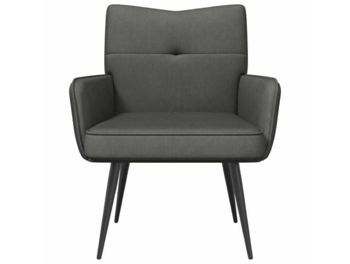 Sessel Dunkelgrau Cordstoff mit Metallbeinen und Kissen Weicher Cordstoff, Ripp-Optik, 80% Polyester 20% Nylon, Schaumstoff-Polsterung, abnehmbares Kissen, Innenbereich