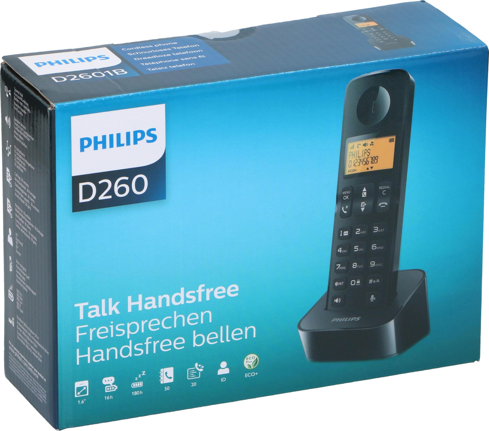 Philips Telefoon D2602B/01 Zwart met 1,6 Inch Grafisch Display en Luidspreker