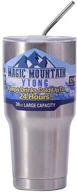 Uplifted Finds Magic Stainless Steel Freeze Thermos Ice Coffee Cup Vacuum Insulated Mountain Travel Cup With Straw silver