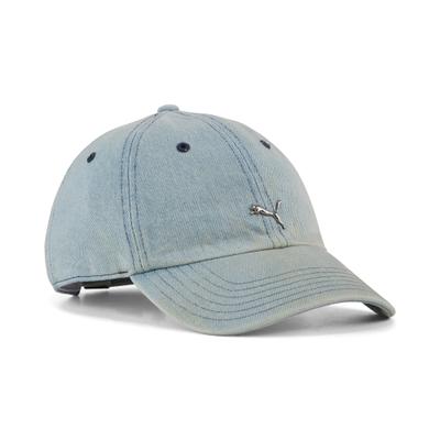 Baseball Cap PUMA "WARDROBE ESS METAL DAD CAP", Herren, blau (faded denim), Baumwolle, unifarben, Caps, lässiger Retro-Look, unstrukturierte Cap, lockere Passform