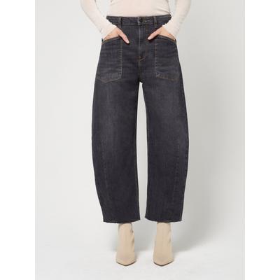 7/8-Jeans GANG "94ODINA", Damen, Gr. 24, Normalgrößen, grau (detached schwarz wash), 98% Baumwolle, 2% Elasthan, unifarben, gerade, unten schmal 7/8-Länge, Jeans, mit konisch zulaufendem Bein