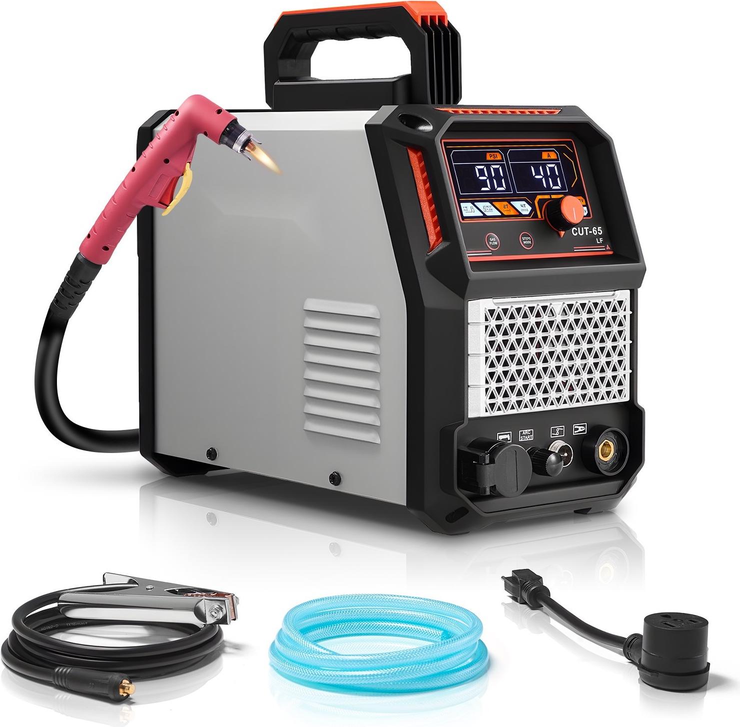 Pilotlichtbogen-Plasmaschneider - 65 A ohne Hochfrequenz - 2T/4T - Einstellbare Nachströmzeit - Digitalanzeige - IGBT-Inverter - Für Heim & Werkstatt