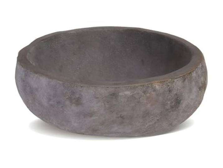 Vente-unique - Vasque de salle de bain en pierre de riviére STONE - Couleur grise