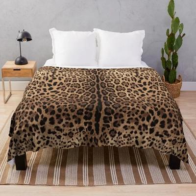 Uplift Picks Leopard Print Throw Blanket Soft Polar Fleece Sofa Blanket 100x125cm (39x49in)