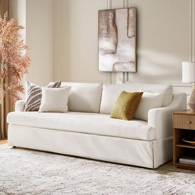 HULALA HOME Raimund Farmhouse Fully Assembled Square Arm Slipcovered Sofa