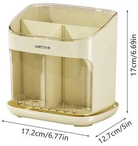 Inspired Finds Large Chopsticks Holder With Drain Tray, Utensil Organizer And Detachable Kitchen Tableware Storage Rack beige