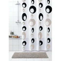 GRUND Duschvorhang Bubbles weiß/beige/schwarz 180x200 cm