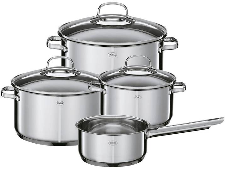 Topf-Set RÖSLE ELEGANCE , silber (silberfarben), B:31cm H:23cm L:53cm, Töpfe, Topf-Set, spülmaschinen- und induktionsgeeignet