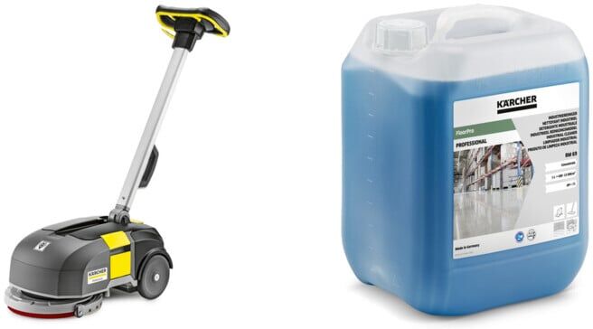 Set Kärcher Waschsauger Puzzi 10/2 ADV, 10 l Frischwasserbehälter, 2 l/min, 2 bar Sprühdruck + Kärcher FloorPro Industriereiniger RM 69, 10 l