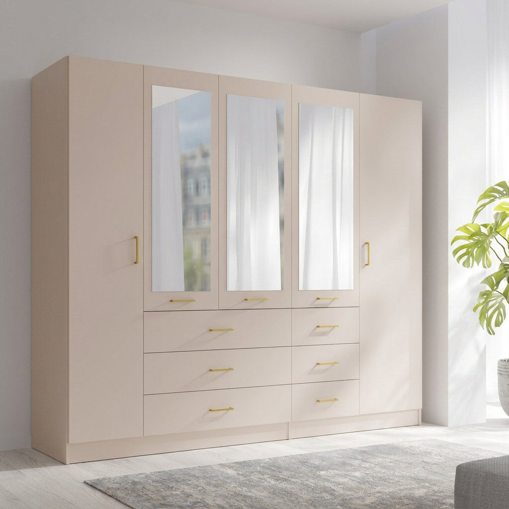 17 Stories Laminate Wardrobe Natural 200.5cm H X 200cm W X 58cm D