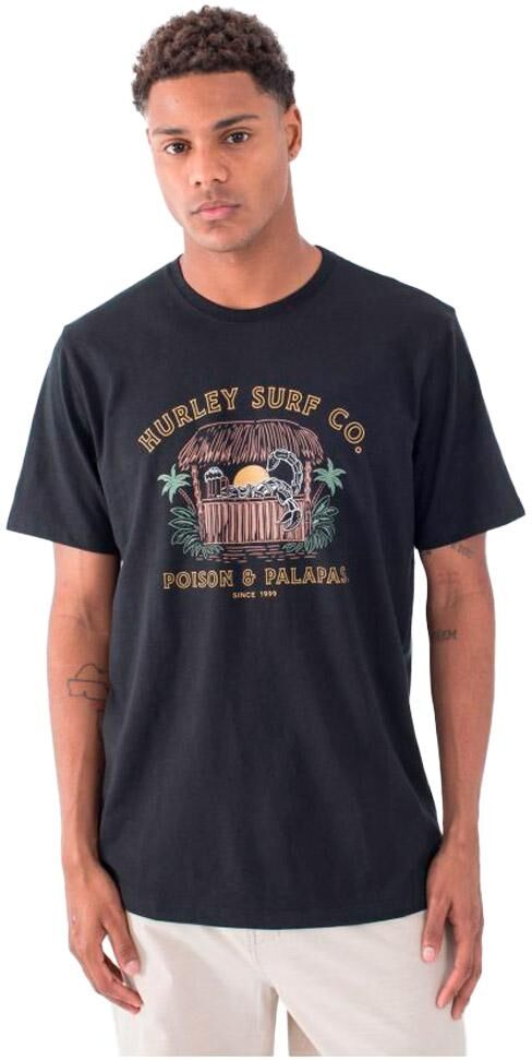 Hurley  - Poison And Palapas Slub Short Sleeve Black - L - Tee-shirt