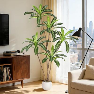 YUN 4 ft Artificial Dracaena Tree in Seagrass Basket