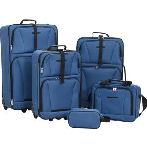 vidaXL Koffer 4002829, blau, 5-teilig, Weichschale, mit 2 Rollen, klein / groß (2x)