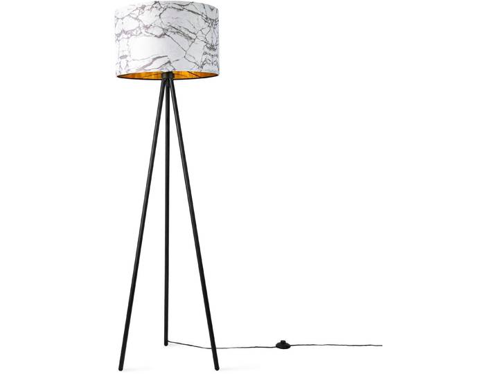 PACO HOME Stehlampe Trina Kraft , weiß, H: 148,5cm, Leuchten, Standleuchte Schlafzimmer E27 Marmor Stein Design Grau Weiß, Stehlampe