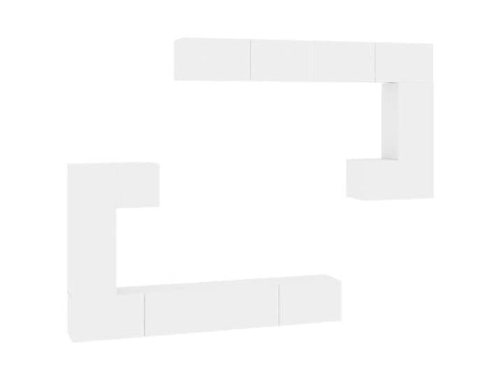 GHVBNMF TV Lowboard Schrank Set 8-Teilig Wandmontage Weiß Holzwerkstoff Flexibles 8-teiliges Hängeschrank Set für Wohnzimmer und Schlafzimmer mit reichlich Stauraum für Kleinteile.