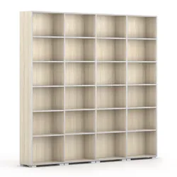 Bücherregal SILVER LINE, 4 Reihen, 2230 x 2400 x 400 mm, Eiche natur