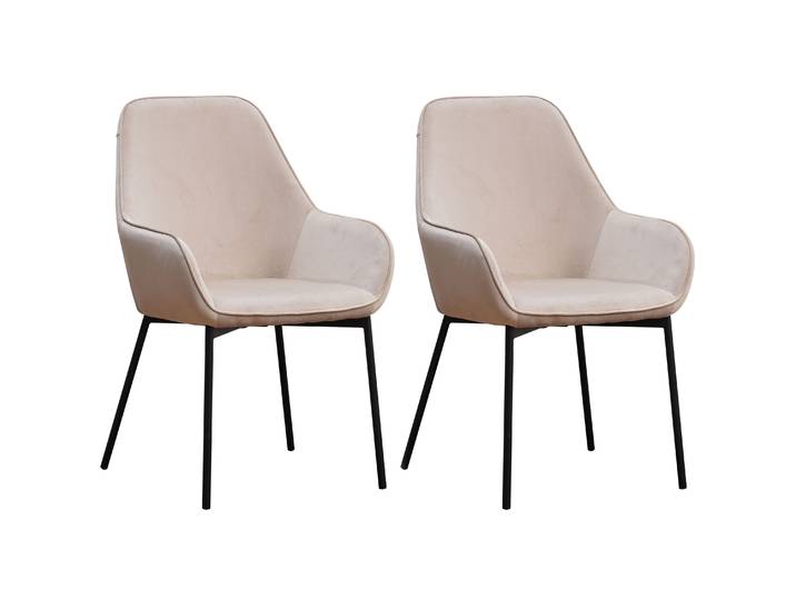 Esszimmerstuhl Samt FRANKY 2er Set beige
