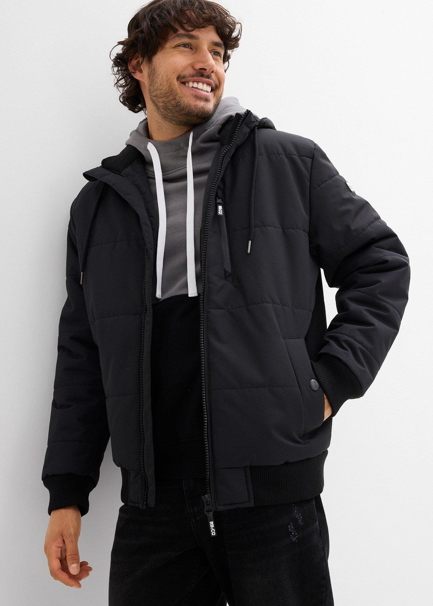 bonprix Winter-Steppjacke in Blousonform mit Kapuze, schwarz, Gr.52, Gesteppter Winterblouson mit Kapuze