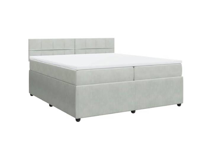 vidaXL Boxspringbett mit Matratze Hellgrau 200x200 cm Samt