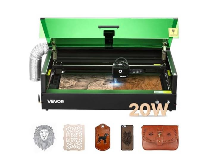 VEVOR Graveur Laser 20 W Machine Gravure et Découpe Laser Zone de Travail 50x32 cm\, pour Bois\, Cuir\, Verre\, Papier\, Certains Métaux\, avec Caméra Intégrée\, Vitesse de Gravure 36000 mm/min\, Classe 1
