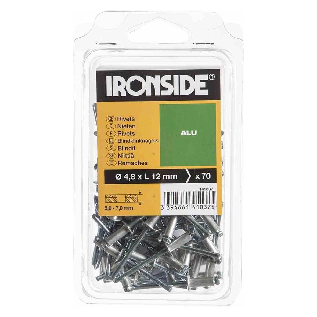 Ironside Blindnieten 4,8 x 12 mm Aluminium/Stahl, Verpackungsinhalt: 70 Stück (141037)