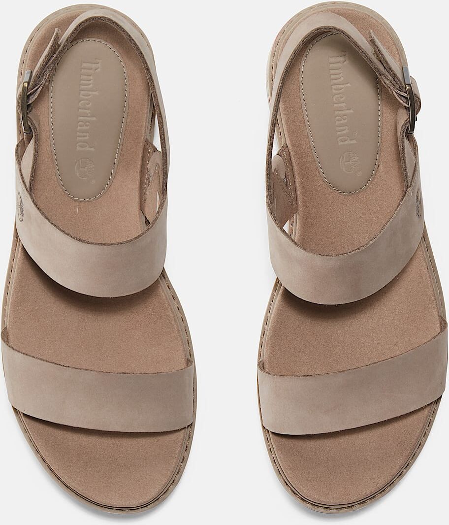 Sandale TIMBERLAND "SAFARI DAWN BACKSTRAP SANDAL", Damen, Gr. 41, taupe gray, Leder, Schuhe Sandale, aus Leder taupe gray 41
