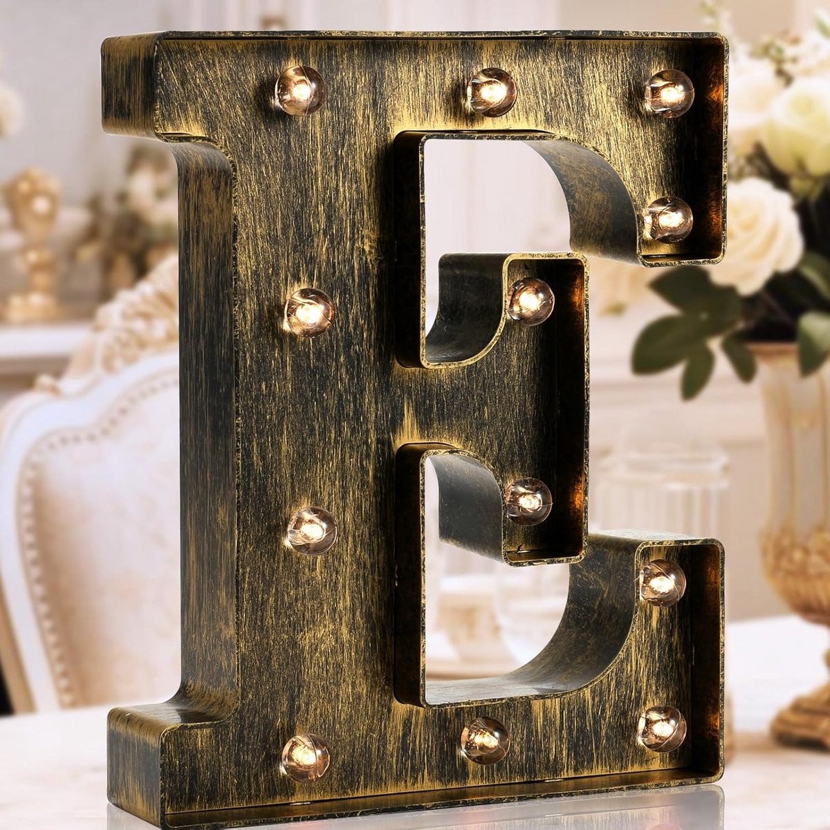 Industriële LED Letterverlichting Zwart - Vintage Metalen Alfabet Teken voor Huisdecoratie
