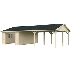 Palmako Garage Roger 19,0 + 33,2 m2 - 44 mm - ohne Tor naturbelassen