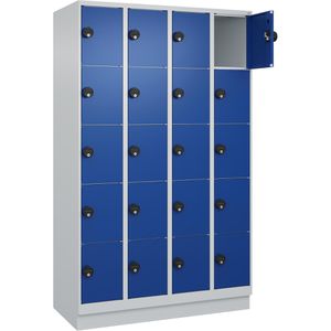 CP-Möbel Schließfachschrank Classic Plus, blau, 20 Fächer, Stahl, 120 x 195cm, mit Zahlenschloss